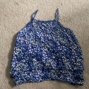 Cropped blue flower print tank top